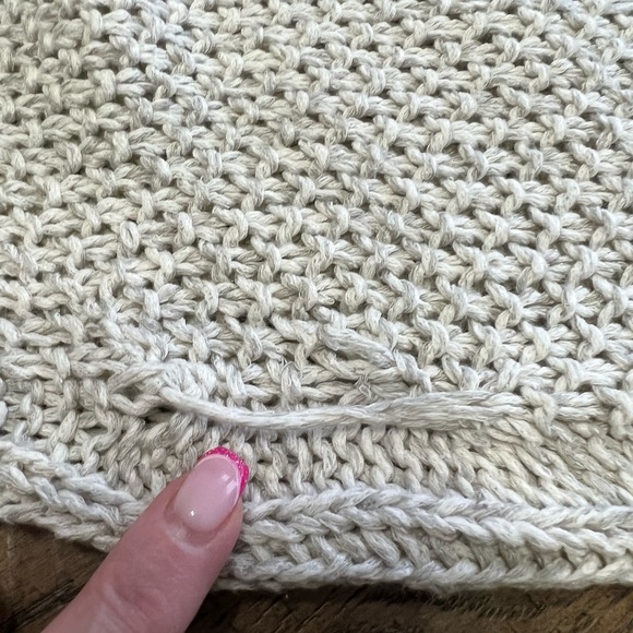 Free People sweater loose cotton knit wide neck sweater oatmeal gray medium - Picture 9 of 11